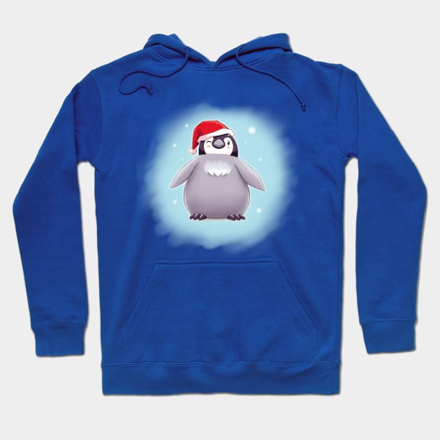 Santa Emperor Penguin Chick (Background) Hoodie by EdgeKagami